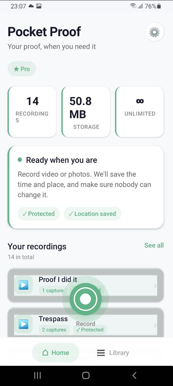 Pocket Proof home light